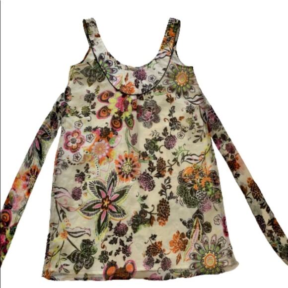 American Rag Dress Cream Spring Colors Floral Sleeveless Chiffon Dress Small - Picture 12 of 13